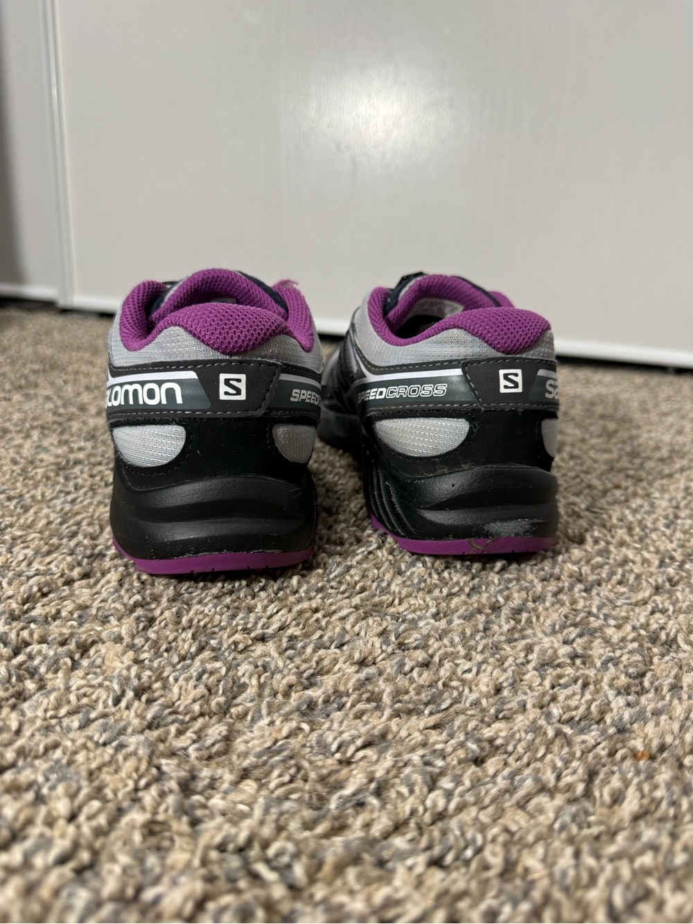 Salomon Women's Gray and Purple Athletic Shoes - Picture 3 of 5